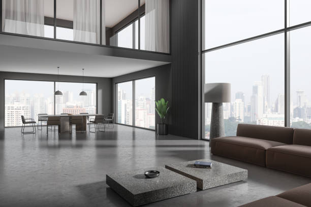istock Gray living room and dining room interior 1952132162