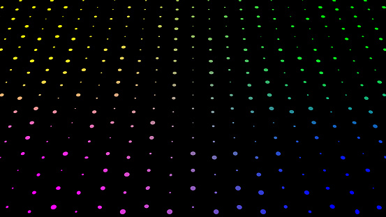 Abstract background of color dots on black background blinking