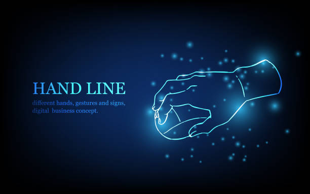 istock Human hand line, different hands, gestures and signs, digital business concept, futuristic digital innovation background vector illustration. 1952145569