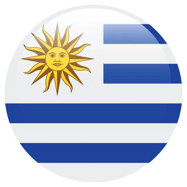 Vector illustration of Uruguay flag. Flag icon. Standard color. Circle icon flag. 3d illustration. Computer illustration. Digital illustration. Vector illustration.