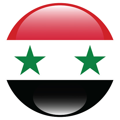The flag of Syria. Flag icon. Standard color. Circle icon flag. 3d illustration. Computer illustration. Digital illustration. Vector illustration.
