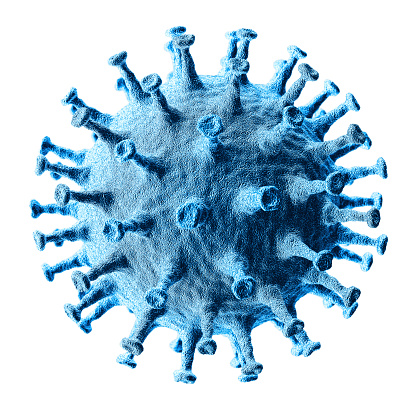 Virus cell isolated on the white background.  Scientific medical illustration.