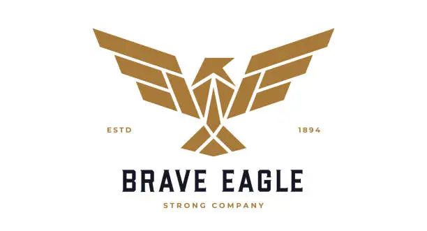 Vector illustration of Bird Label, Sign, emblem Eagle, Raven, Phoenix brand