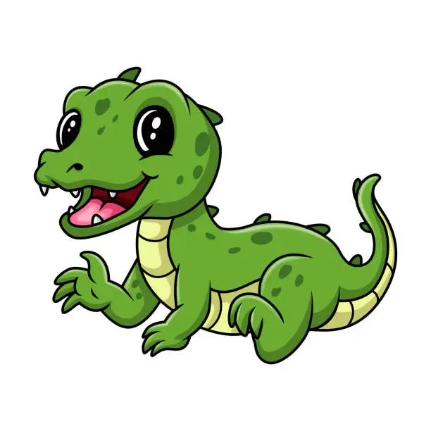 Vector illustration of Happy Cartoon crocodile are creeping