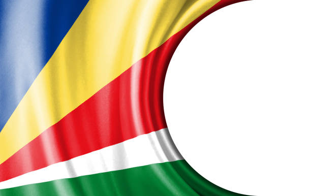 Abstract illustration, Seychelles flag with a semi-circular area White background for text or images.