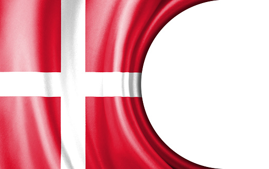 Abstract illustration, Denmark flag with a semi-circular area White background for text or images.