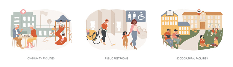 Public Place Vector Public Places Isolated Concept Vector Illustration Set Stock ...