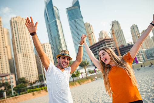 couple together at the beach in Dubai