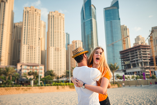 couple together at the beach in Dubai