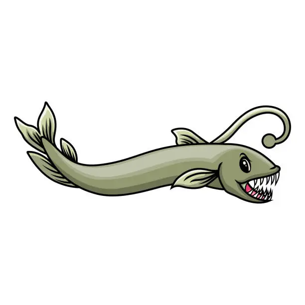 Vector illustration of Funny cartoon viperfish a swimming