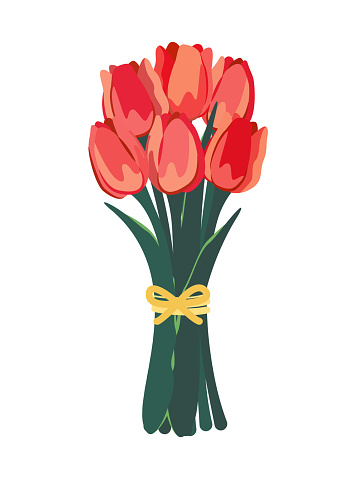 Vector illustration of a bouquet of pink tulips