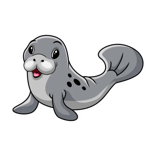 Vector illustration of A Cute cartoon seal swimming