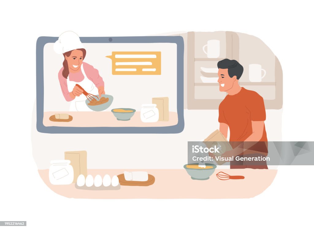 Cooking Tutorial Funny Online Cooking Tutorial Isolated Concept Vector Illustration Stock ...