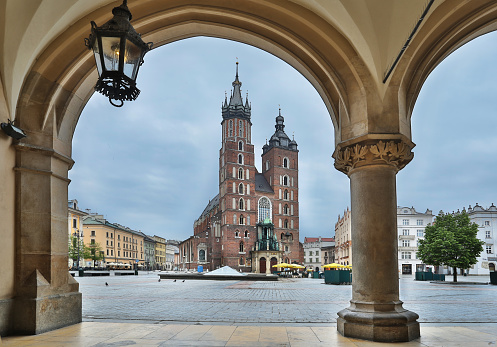 Saint Mary Basilica and Main Square in Krakow.