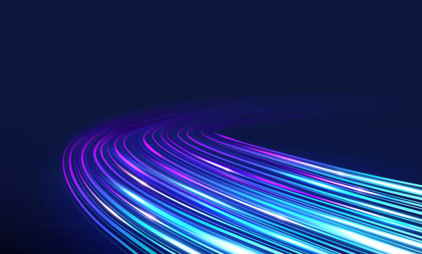 istock High speed movement of glow blue lines. Internet wireless data transmission concept. 1952240812