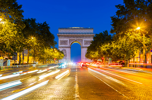 Arc de Triomphe in Paris at sunset