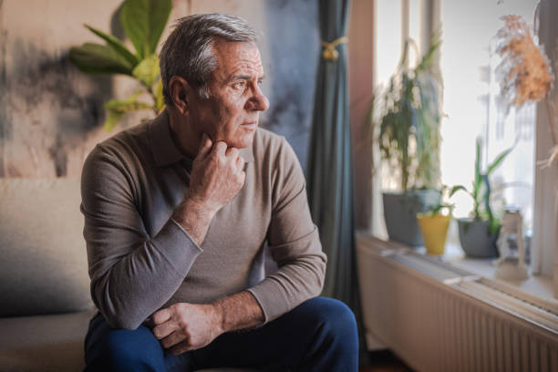 istock Emotional stress, lonely and alone elderly man 1952263399