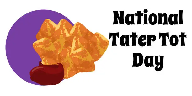 Vector illustration of National Tater Tot Day, simple horizontal banner or poster about a popular dish