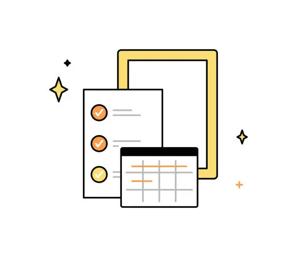 Vector illustration of Schedule planning and planning work tasks.