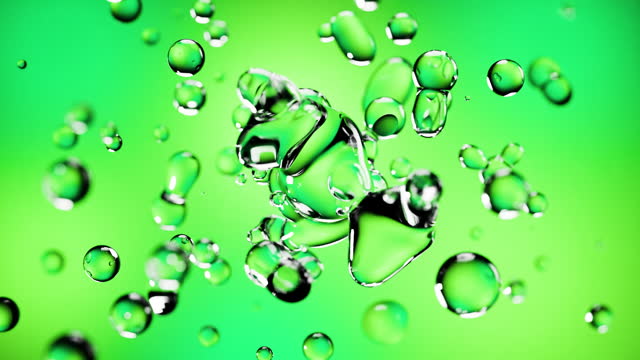 Green color liquid mixing together