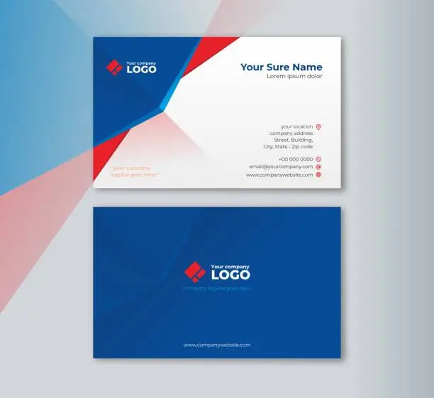 Vector illustration of Double sided business card templates with abstract geometric shape on white color background