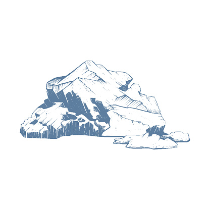Iceberg vector illustration. Iceberg hand drawing. snow mountain