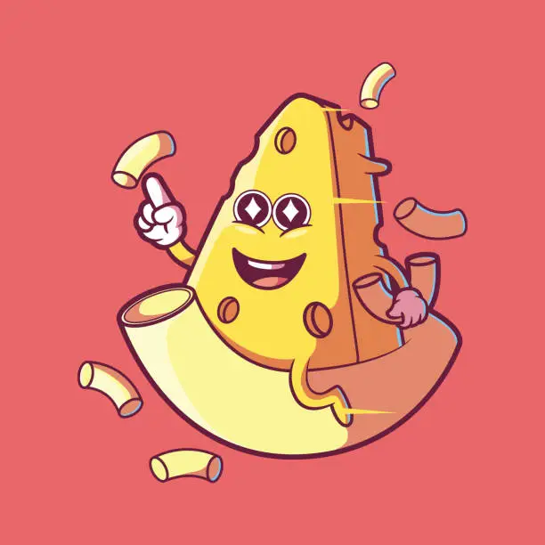 Vector illustration of Mac and cheese character vector illustration.