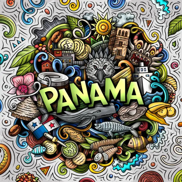 Vector illustration of Panama cartoon doodle illustration. Funny local design.