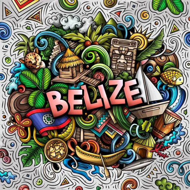 Vector illustration of Belize cartoon doodle illustration. Funny local design.