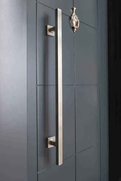 istock Exterior door doorknob, close up, chromium material style. 1952385480