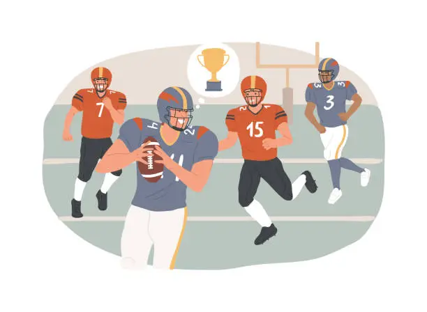 Vector illustration of American football isolated concept vector illustration.