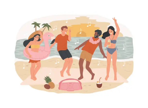 Vector illustration of Beach party isolated concept vector illustration.