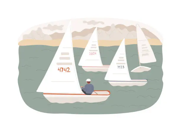 Vector illustration of Sailing isolated concept vector illustration.