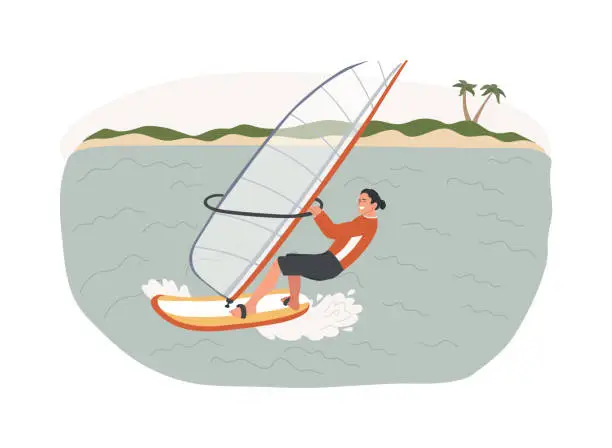 Vector illustration of Windsurfing isolated concept vector illustration.