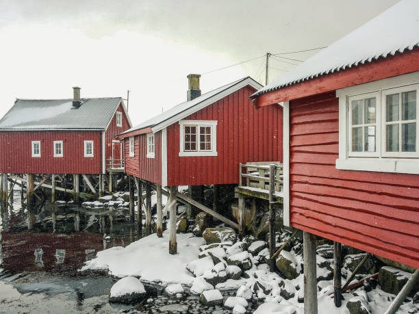 Fishermen cabins by the sea, Lofoten Islands, Norway
