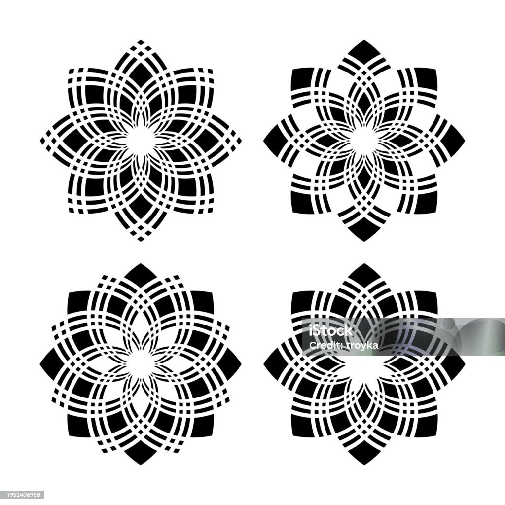 Radial Pattern Simple Abstract Radial Floral Patterns Set Decorative Design Elements Stock ...