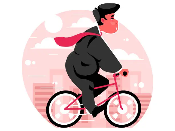 Vector illustration of Businessman on a bicycle