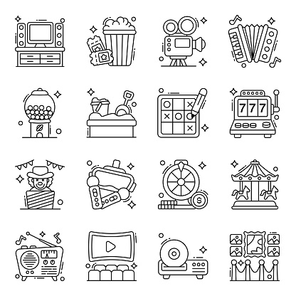 Design creativity for the upcoming project and download these entertainment icons. These icons are portraying the perfect scenario of fun and enjoyment. So, hit the download button and start to enjoy designing.