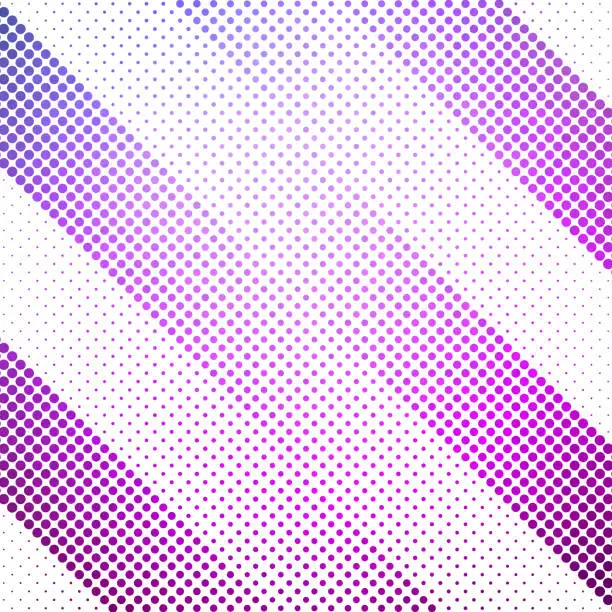 Vector illustration of Purple sections of diagonal fading pattern of circular dots
