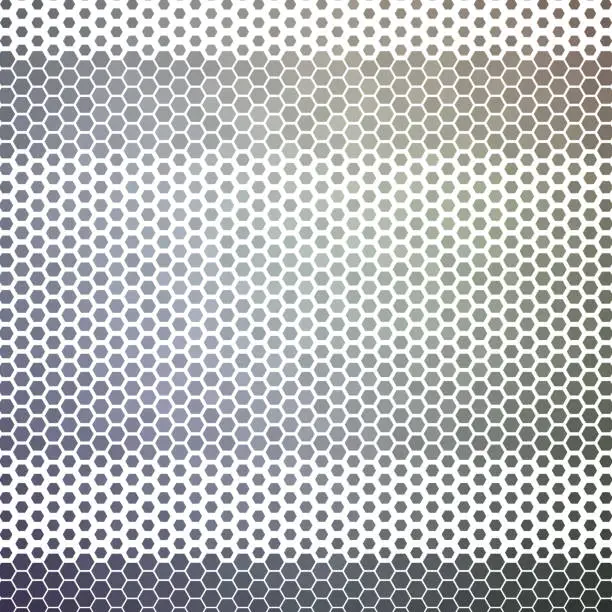 Vector illustration of Sections of horizontal fading pattern of hexagon dots