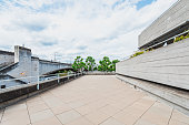 One of the riverside entrances to the National Theatre on the south bank of the River Thames, London