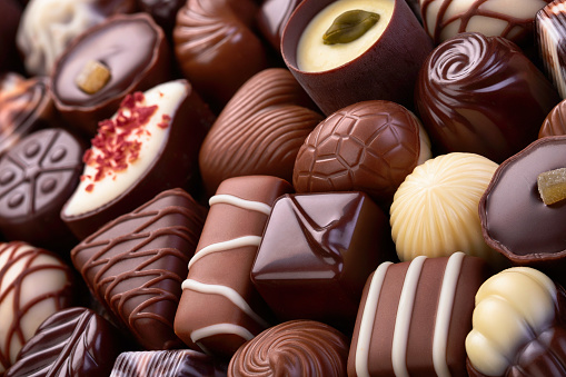 chocolate candy background, assorted sweetness and various dessert
