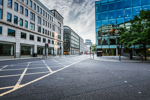 Empty street scene in London