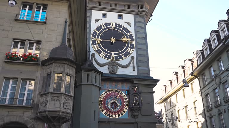 Astronomical Clock And Clocktower Of Zytglogge In Bern, Switzerland