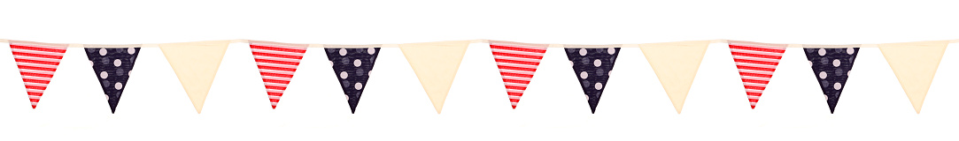 Red white and blue bunting isolated on a white background