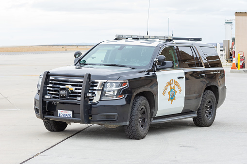 Mojave, California, United States: California Highway Patrol vehicle shown parked at the Mojave Air and Space Port.