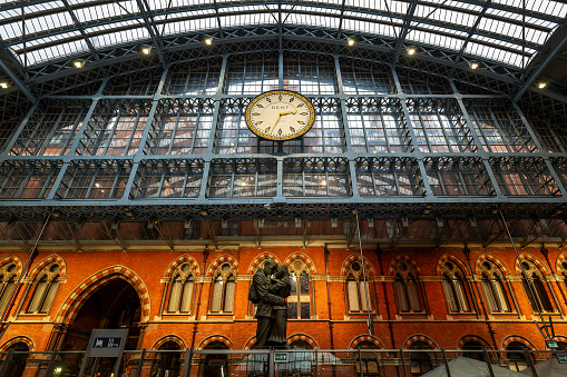 Interior of St Pancras international railway station, London UK