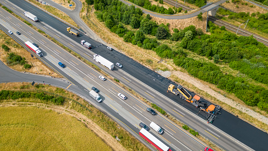 Road construction - aerial view