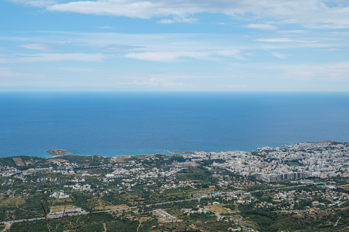 Aerial of the city of Kyrenia in Northern Cyprus.