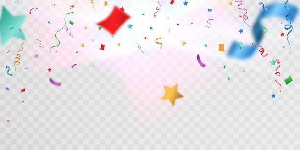 illustrazioni stock, clip art, cartoni animati e icone di tendenza di fiesta di carnevale, celebra la felicità coriandoli backgraund. - colore isolato